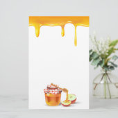 Rosh Hashanah Joods Nieuwjaar Zoete Honing Drops Briefpapier (Staand voorkant)