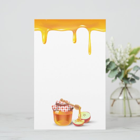 Rosh Hashanah Joods Nieuwjaar Zoete Honing Drops Briefpapier (Staand voorkant)