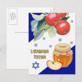 Rosh Hashanah. Joods nieuwjaarsprogramma Feestdagenkaart (Voorkant / Achterkant)