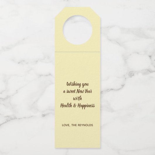 Rosh Hashanah Jwish New Year Honey Apple Flessenhanger (Achterkant)