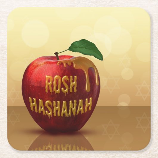 Rosh Hashanah Jwish New Year Honey Apple Kartonnen Onderzetters (Voorkant)