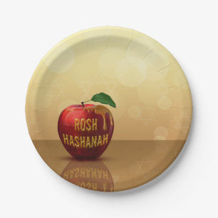 Rosh Hashanah Jwish New Year Honey Apple Papieren Bordje