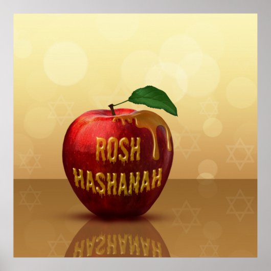 Rosh Hashanah Jwish New Year Honey Apple Poster (Voorkant)