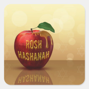 Rosh Hashanah Jwish New Year Honey Apple Vierkante Sticker