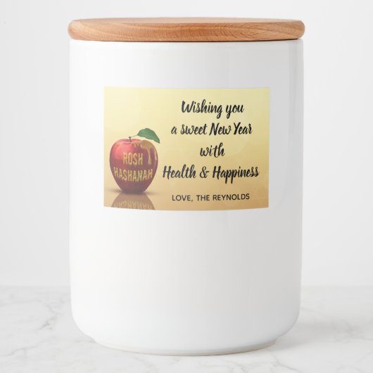 Rosh Hashanah Jwish New Year Honey Apple Voedselcontainer Etiket (Voorkant)