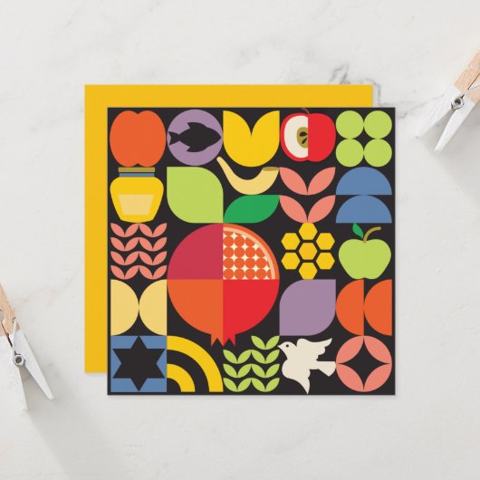 Rosh Hashanah Jwish New Year Pomegranate Honey Ca Kaart (Voorkant / Achterkant in situ)