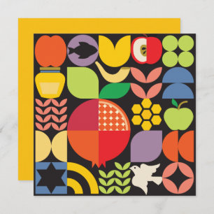 Rosh Hashanah Jwish New Year Pomegranate Honey Ca Kaart