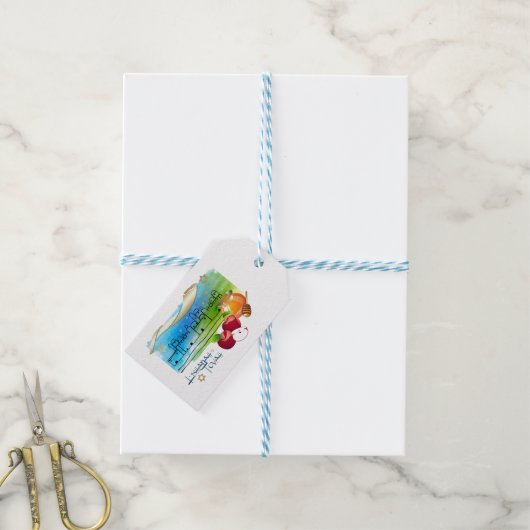Rosh Hashanah Jwish nieuwjaar Cadeaulabel (Met Touw)