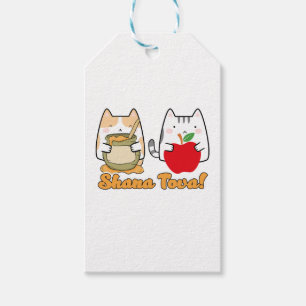 Rosh Hashanah kawaii Katten - Joods Nieuwjaar Cadeaulabel