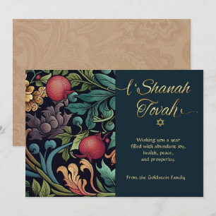 Rosh Hashanah L'Shana Tovah Elegante Bloemen Kaart Notitiekaartje