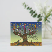 Rosh Hashanah L'Shanah Tovah Tree of Life Menorah Feestdagenkaart (Staand voorkant)