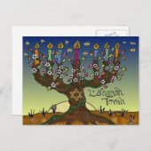 Rosh Hashanah L'Shanah Tovah Tree of Life Menorah Feestdagenkaart (Voorkant / Achterkant)