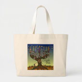 Rosh Hashanah L'Shanah Tovah Tree of Life Menorah Grote Tote Bag (Voorkant)
