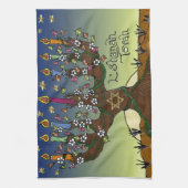 Rosh Hashanah L'Shanah Tovah Tree of Life Menorah Theedoek (Verticaal)