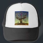 Rosh Hashanah L'Shanah Tovah Tree of Life Menorah Trucker Pet<br><div class="desc">U bekijkt het Lee Hiller Design Collectie van Home en Kantoor Decor,  Apparel,  Gifts en Collectibles. De Design zijn onder meer Lee Hiller Photography en Mixed Media Digital Art Collectie. Je kunt haar Natuur fotografie uitzichten op http://HikeOurPlanet.com/ en haar wandelende blog volgen in Hot Springs National Park.</div>