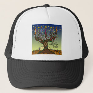 Rosh Hashanah L'Shanah Tovah Tree of Life Menorah Trucker Pet