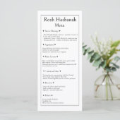 Rosh Hashanah Menu, koosjer traditioneel modern Menu (Staand voorkant)