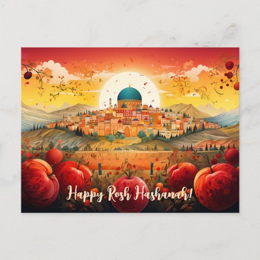 ✡️ Rosh Hashanah met Koepel van Rock & appel Briefkaart (Voorkant)