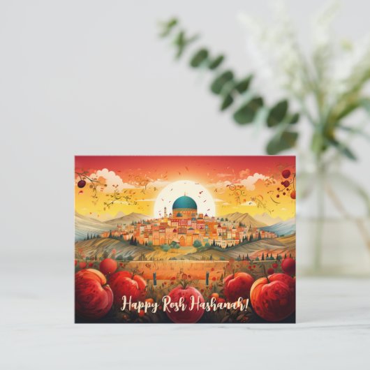 ✡️ Rosh Hashanah met Koepel van Rock & appel Briefkaart (Staand voorkant)
