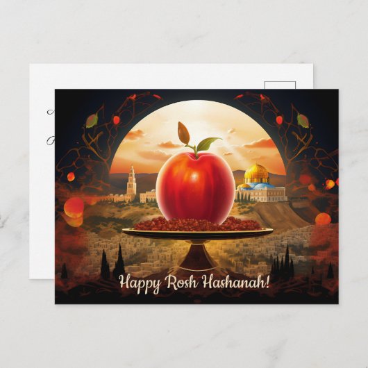 ✡️ Rosh Hashanah met Koepel van Rock & appel Briefkaart (Voorkant / Achterkant)