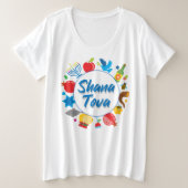 Rosh Hashanah met Shana Tova Grote Maat T-shirt (Design voorkant)