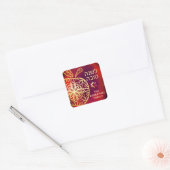 Rosh Hashanah Modern Goud Mandala Apple Red Custom Vierkante Sticker (Envelop)