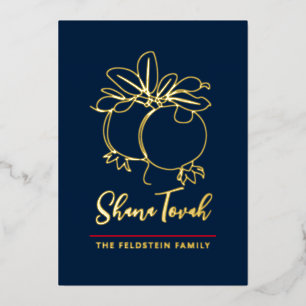 Rosh Hashanah Modern Granaatappel Joods Nieuwjaar Folie Feestdagenkaart