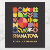 Rosh Hashanah Modern Joods nieuwjaarskaart Wijn Etiket (Enkel label)