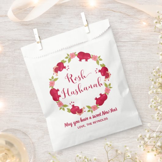 Rosh Hashanah New Year Pomegranate Flower Wreath Bedankzakje (Geknipt)