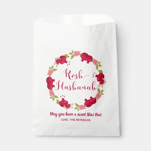 Rosh Hashanah New Year Pomegranate Flower Wreath Bedankzakje (Voorkant)