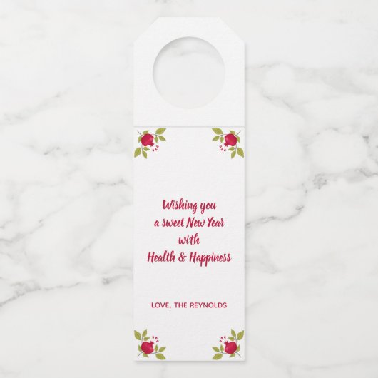 Rosh Hashanah New Year Pomegranate Flower Wreath Flessenhanger (Achterkant)