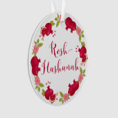 Rosh Hashanah New Year Pomegranate Flower Wreath Ornament (voorkant)