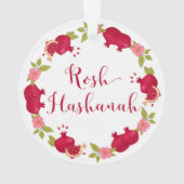 Rosh Hashanah New Year Pomegranate Flower Wreath Ornament (achterkant)