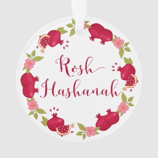 Rosh Hashanah New Year Pomegranate Flower Wreath Ornament (achterkant)