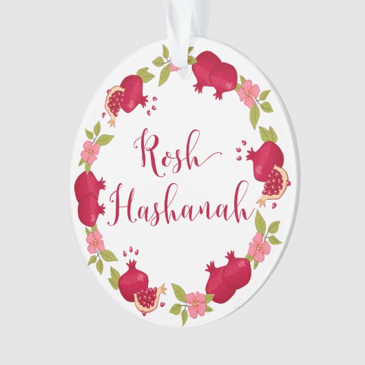 Rosh Hashanah New Year Pomegranate Flower Wreath Ornament (voorkant)