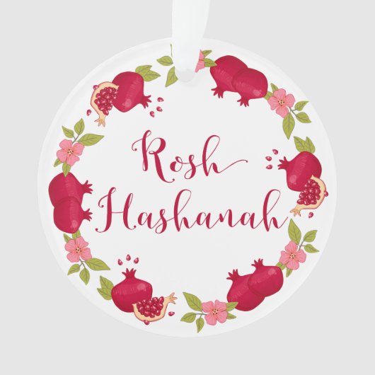 Rosh Hashanah New Year Pomegranate Flower Wreath Ornament (voorkant)