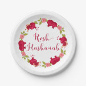 Rosh Hashanah New Year Pomegranate Flower Wreath Papieren Bordje (Voorkant)