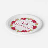 Rosh Hashanah New Year Pomegranate Flower Wreath Papieren Bordje (Gekanteld)