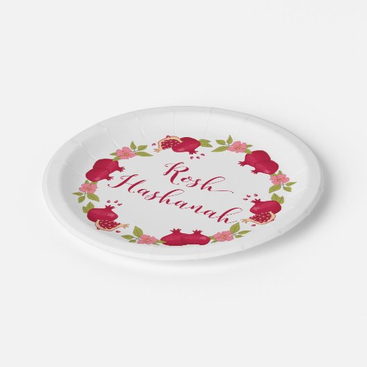 Rosh Hashanah New Year Pomegranate Flower Wreath Papieren Bordje (Gekanteld)