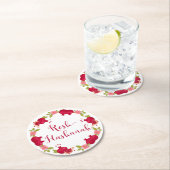 Rosh Hashanah New Year Pomegranate Flower Wreath Ronde Kartonnen Onderzetter (Insitu)