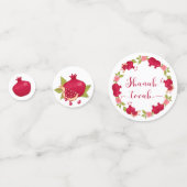 Rosh Hashanah Nieuwjaar Pomegranate Flower Wreate Confetti (Voorkanten)