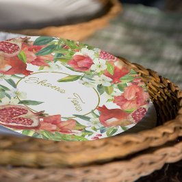 Rosh Hashanah Nieuwjaar Sweet Granaatappel Feest Papieren Bordje