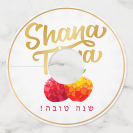 Rosh Hashanah Nieuwjaarsgranaatappel Shana Tova Wijnglaslabel