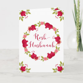 Rosh Hashanah Nieuwjaarskrans van granaatappelbloe Feestdagen Kaart