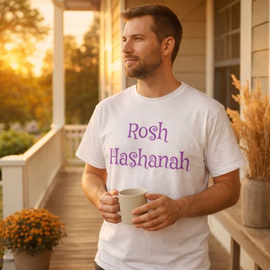 Rosh Hashanah Paars en White T-shirt