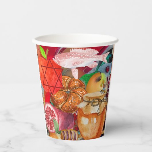 Rosh Hashanah Paper Cups Papieren Bekers (Voorkant)