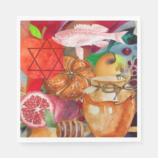 Rosh Hashanah Paper Napkins Servet (Voorkant)