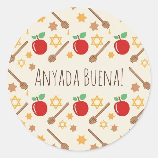 Rosh Hashanah Pattern Sticker met Ladino (Voorkant)