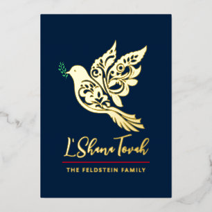 Rosh Hashanah Peace Shalom Dove Joods Nieuwjaar Folie Feestdagenkaart