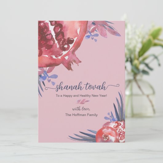 Rosh Hashanah Pomegranate Jwish New Year Card Kaart (Staand voorkant)